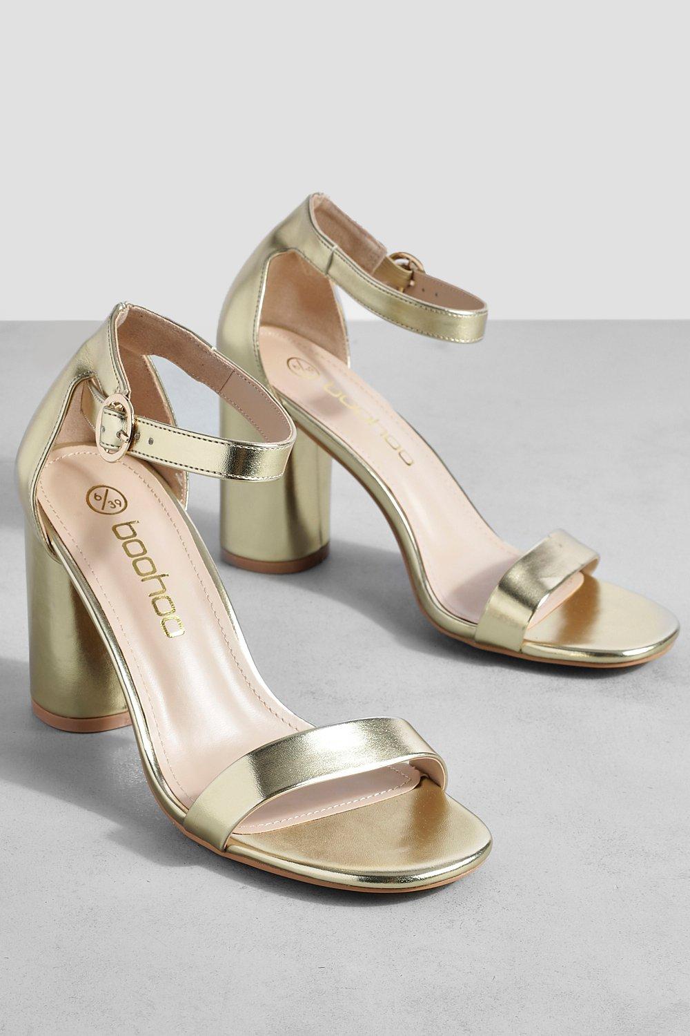 Gold barely there on sale mid heel sandals