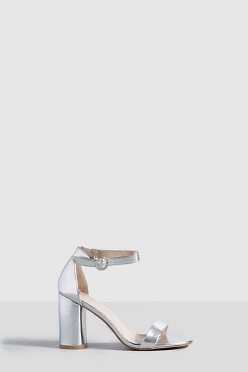 Silver Wide Width Rounded Heel 2 Part Barely There Heels