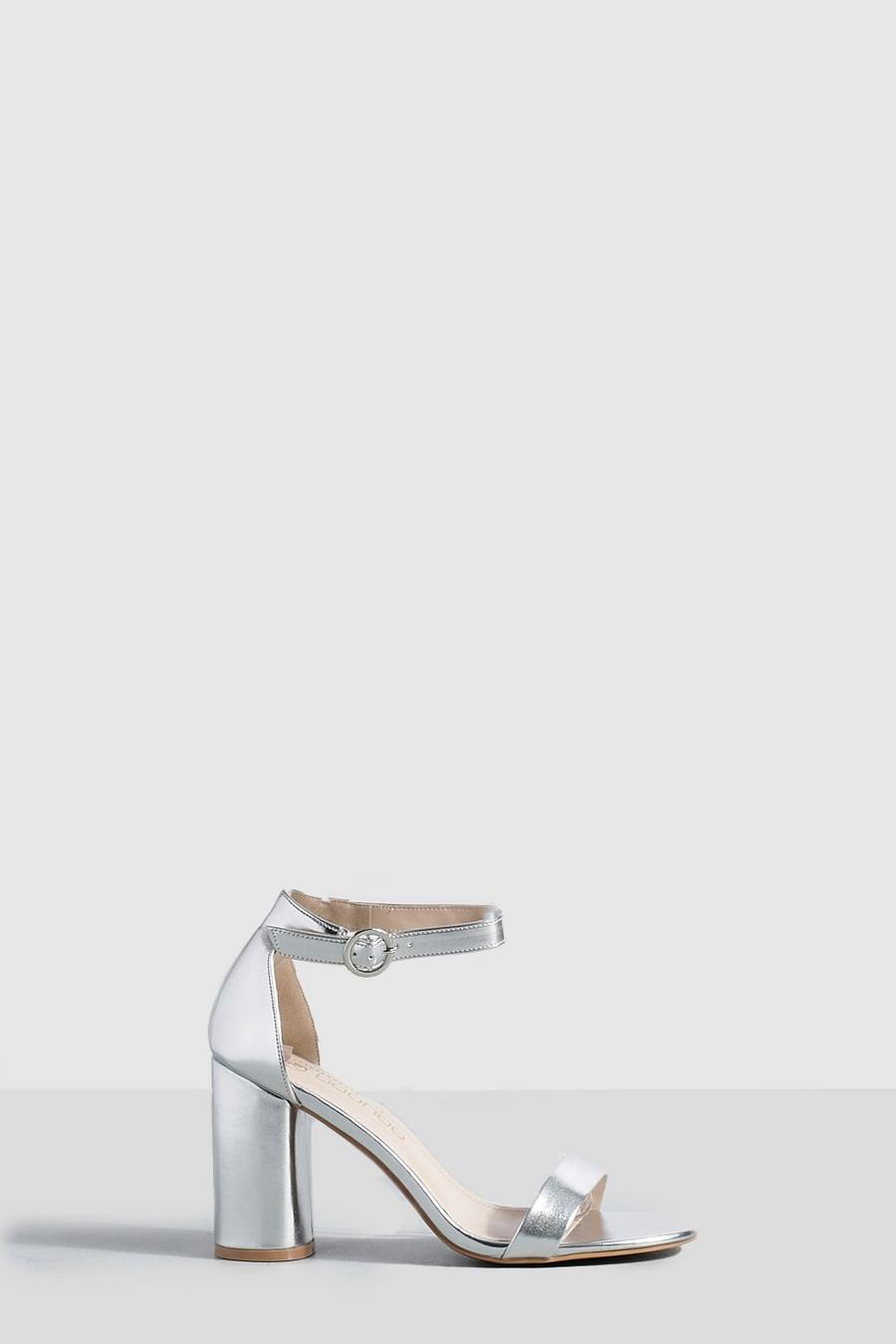 Scarpe a calzata ampia in due parti effetto nudo con tacco arrotondato, Silver image number 1