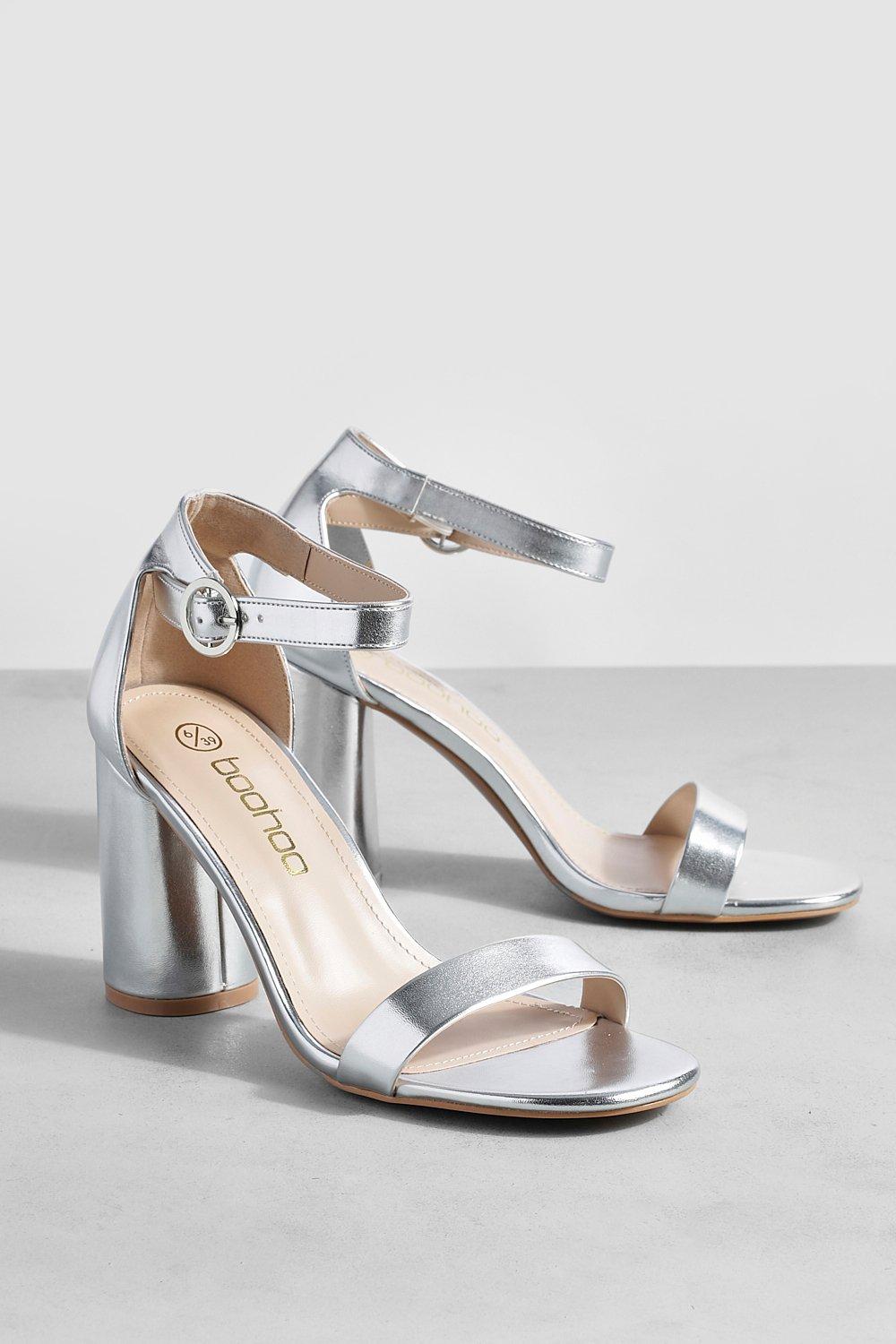 Boohoo silver shop block heels