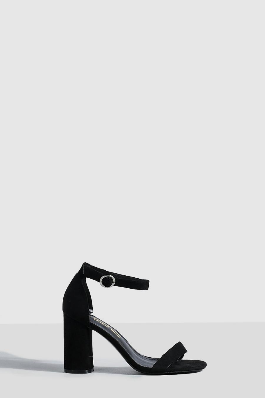 Black Rounded Heel 2 Part Barely There Heels image number 1