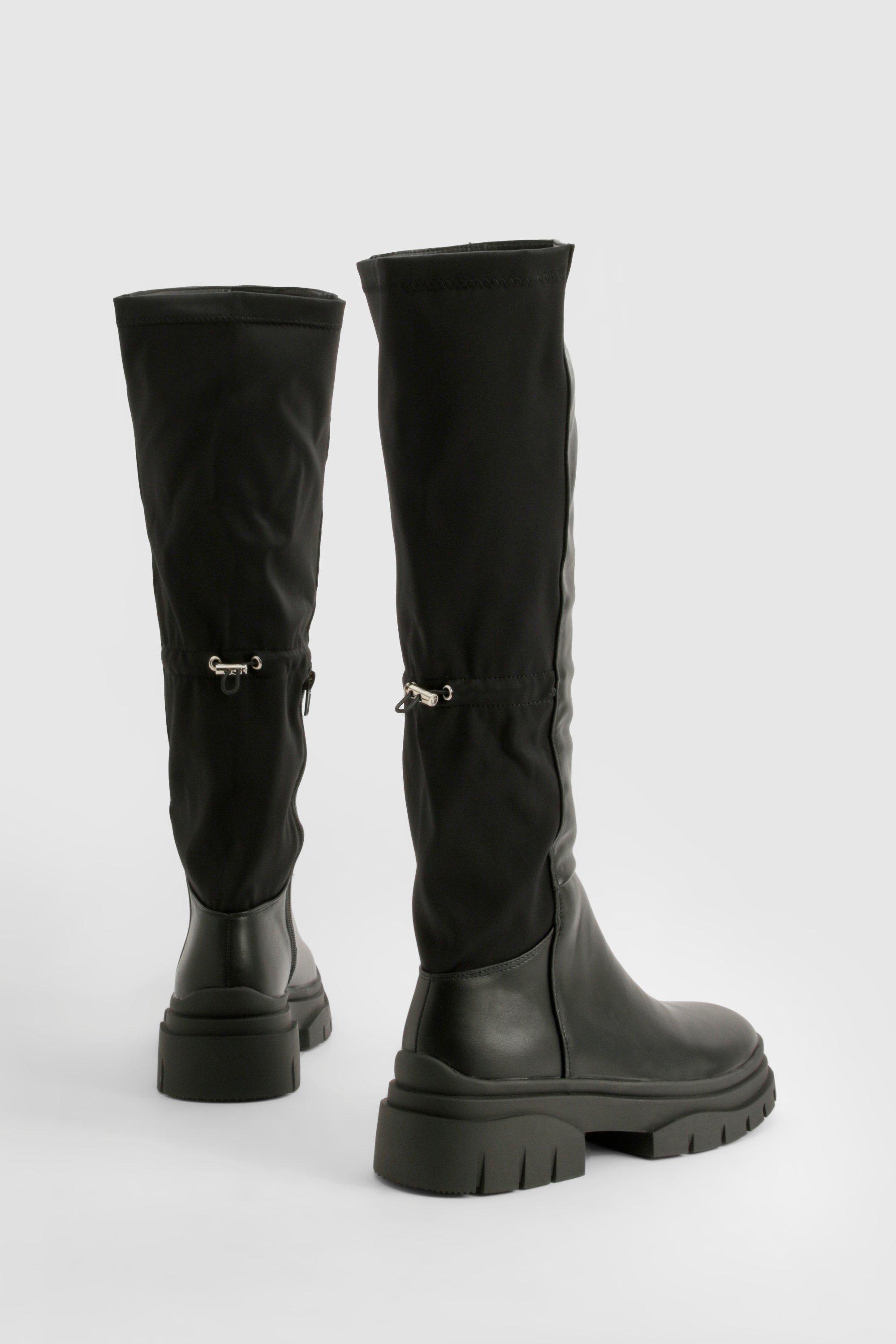 Knee high clearance stretch fabric boots