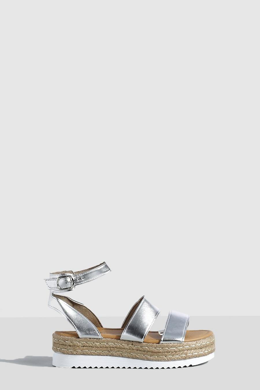 Sandali Flatform a calzata ampia con doppia fascetta, Silver image number 1