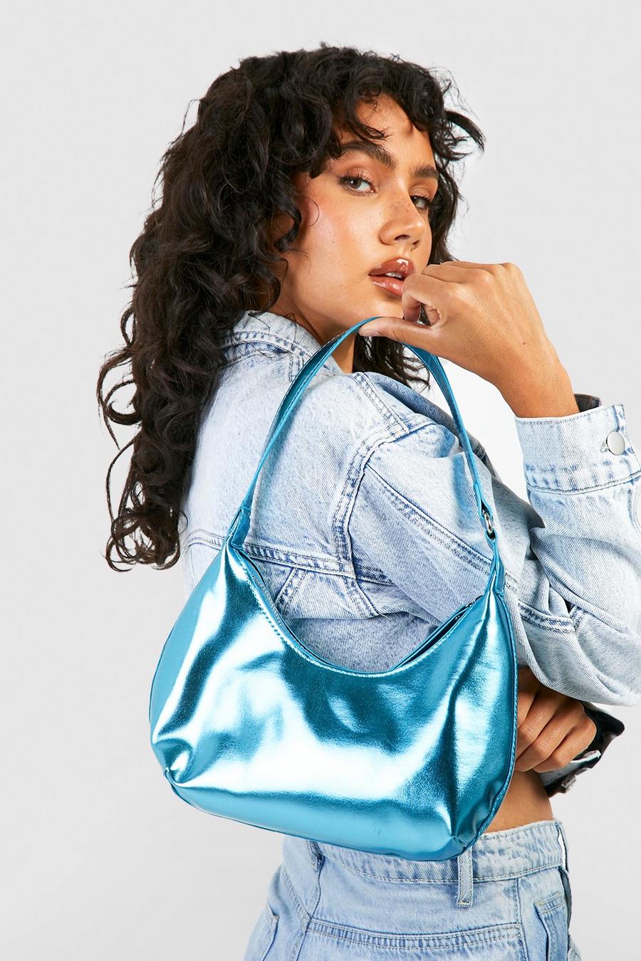 Blue Metallic Shoulder Bag 