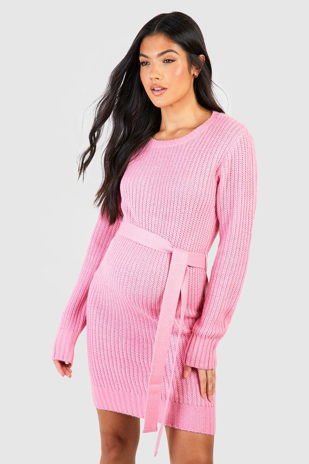 Maternity Tie Waist Sweater Dress