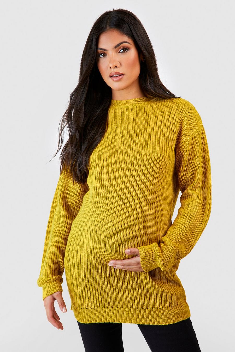 Olive Maternity Crew Neck Sweater image number 1
