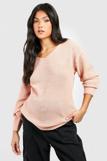 Maternity V Neck Sweater blush