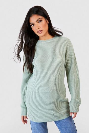 Sage Green Maternity Crew Neck Sweater