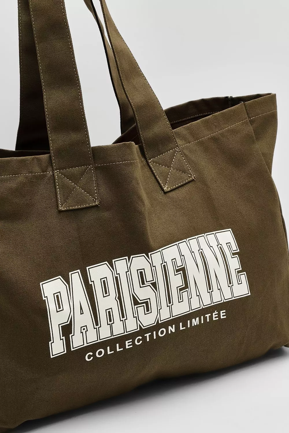 Brown Canvas Slogan Tote Bag   alternative image