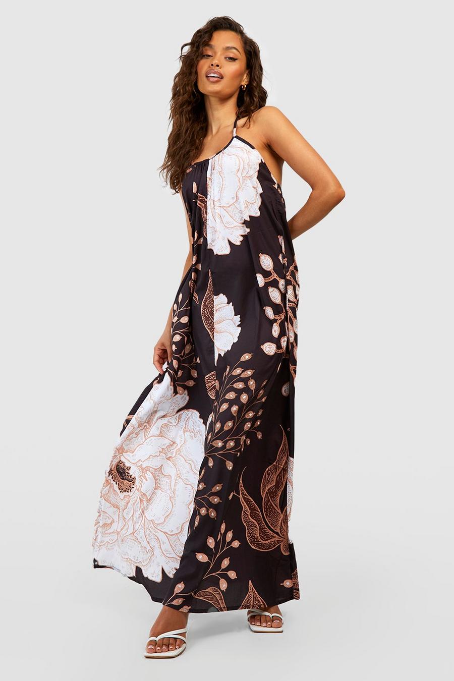 Floral Printed Trapeze Maxi Dress image number 1