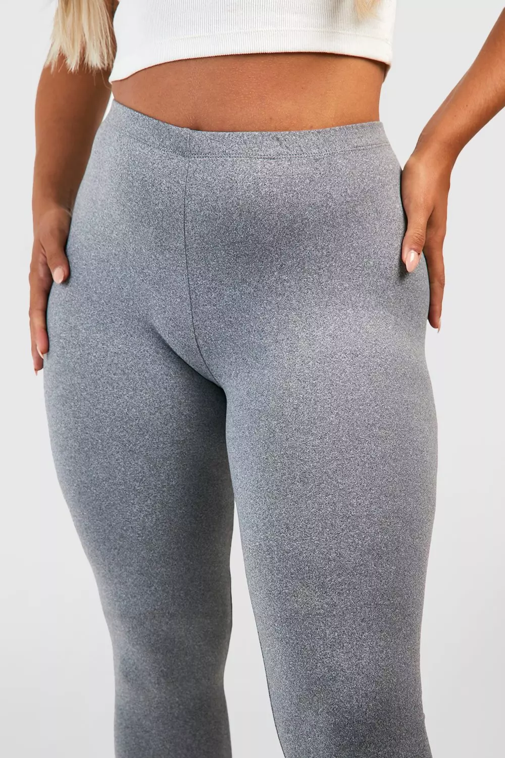 Grey marl Plus High Waisted Basic Leggings صورة بديلة