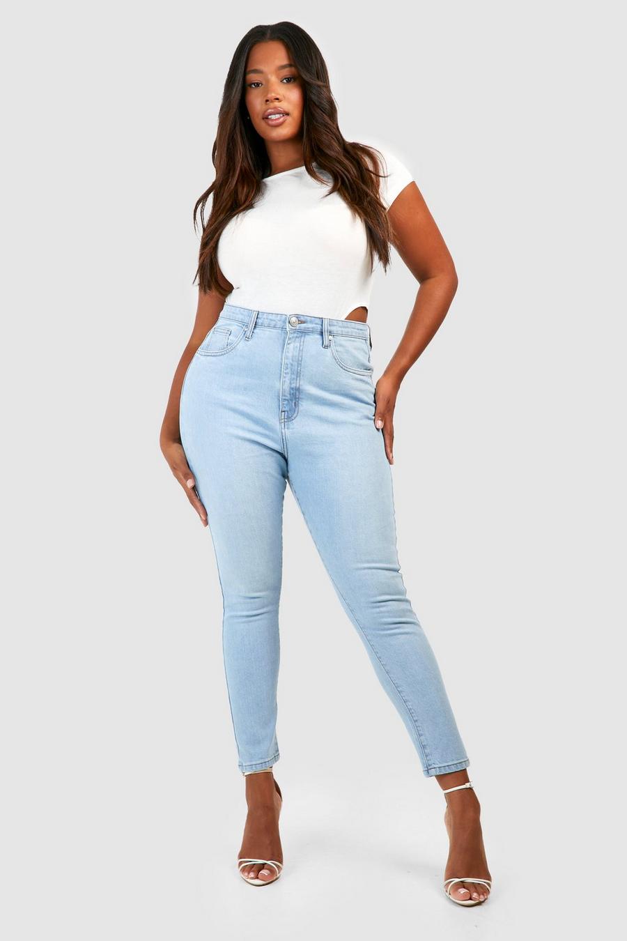 Jeans Plus Size Basic Skinny Fit in Stretch, Light blue