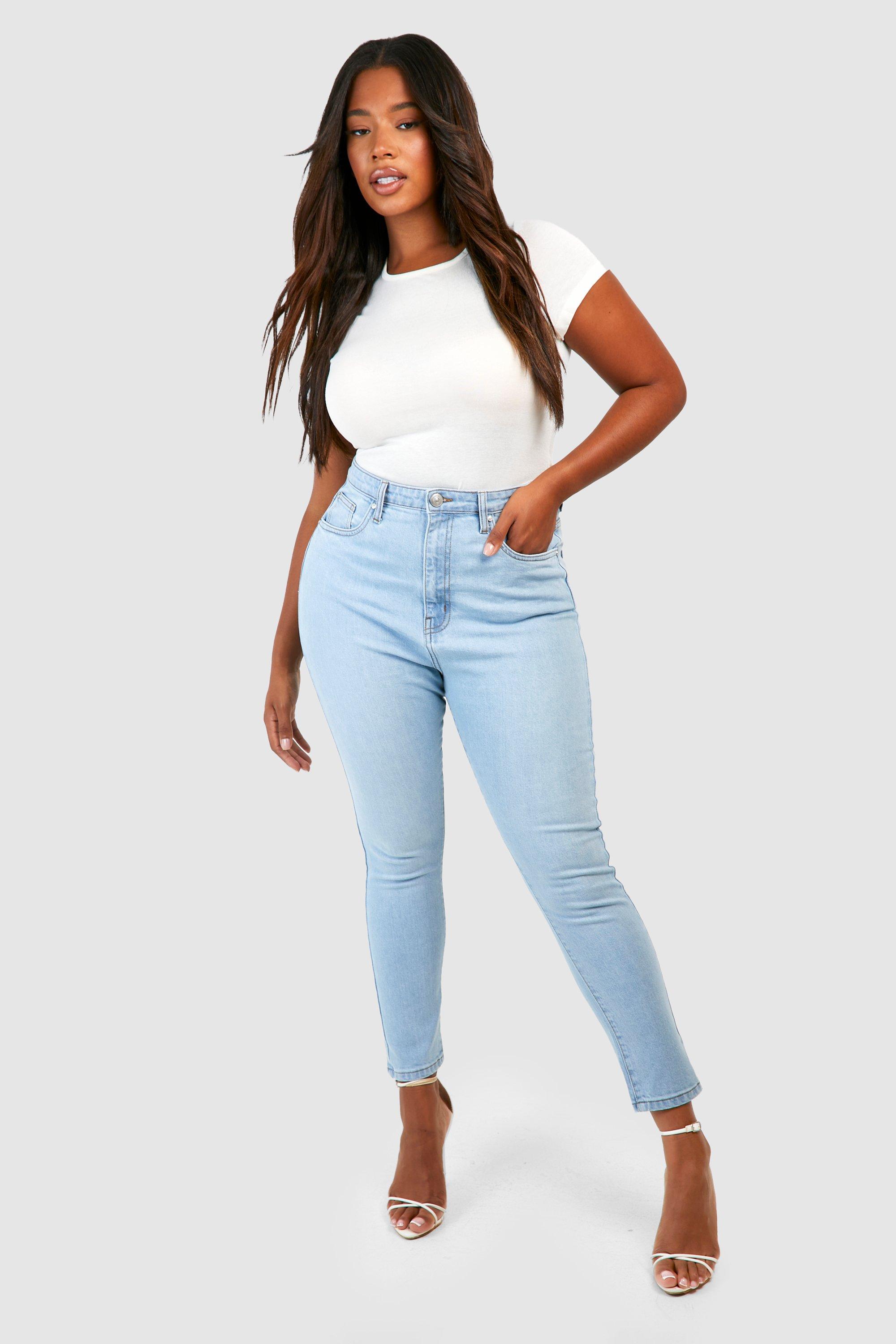 Unique Bargains Women's Plus Size Outfits Skinny Stretch Jeans