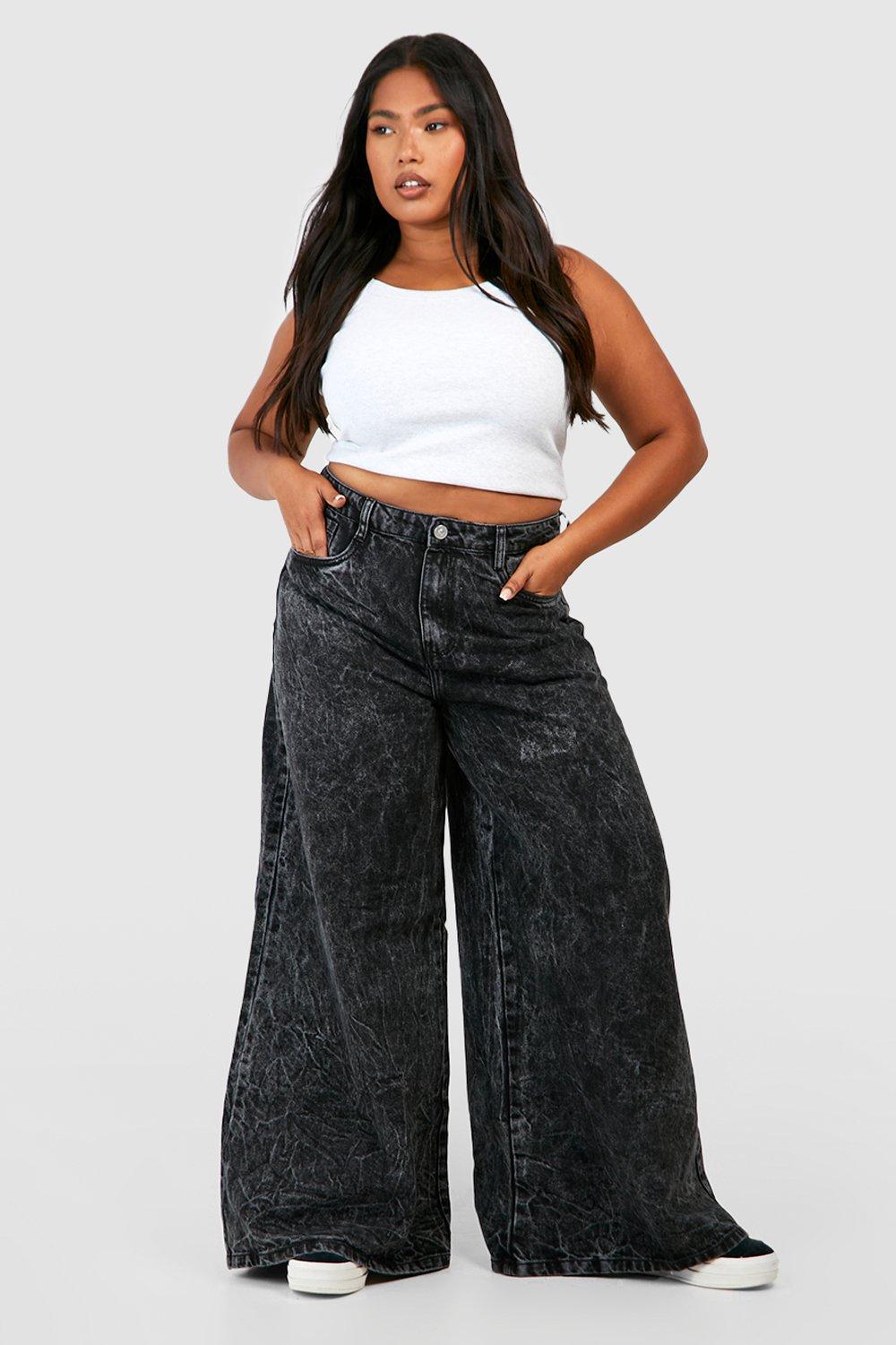 boohoo High Rise Wide Leg Jeans