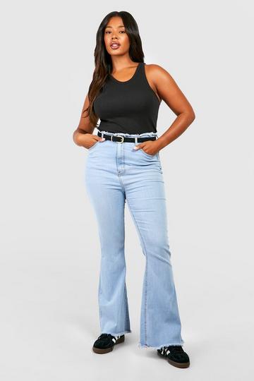 Plus Basic High Rise Flared Jeans light blue