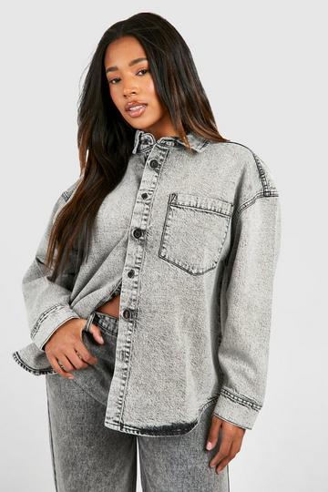 Grande taille - Chemise oversize basique en jean washed black