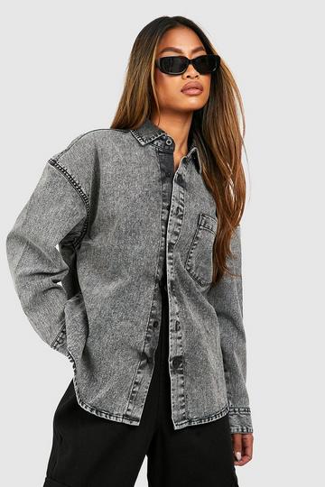 Basic Oversized Denim Shirt washed black