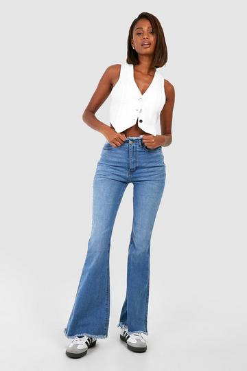 Basic High Rise Flared Jeans mid blue