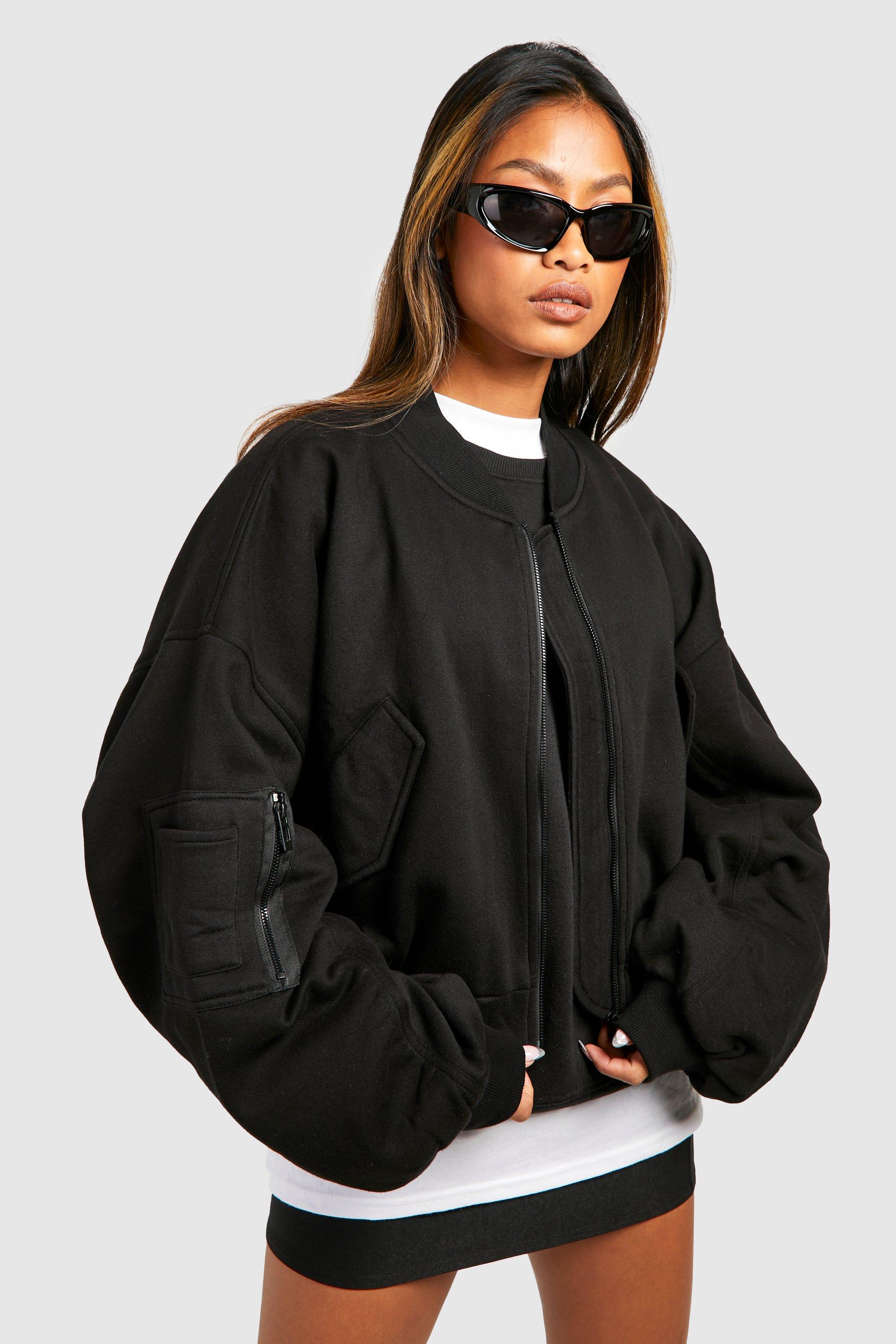 Batwing Fleece Oversized Bomber Jacket