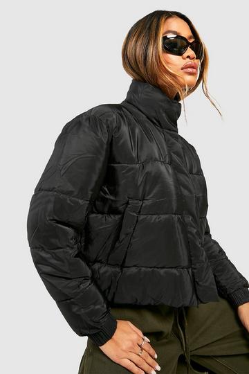 Funnel Neck Puffer Jacket black