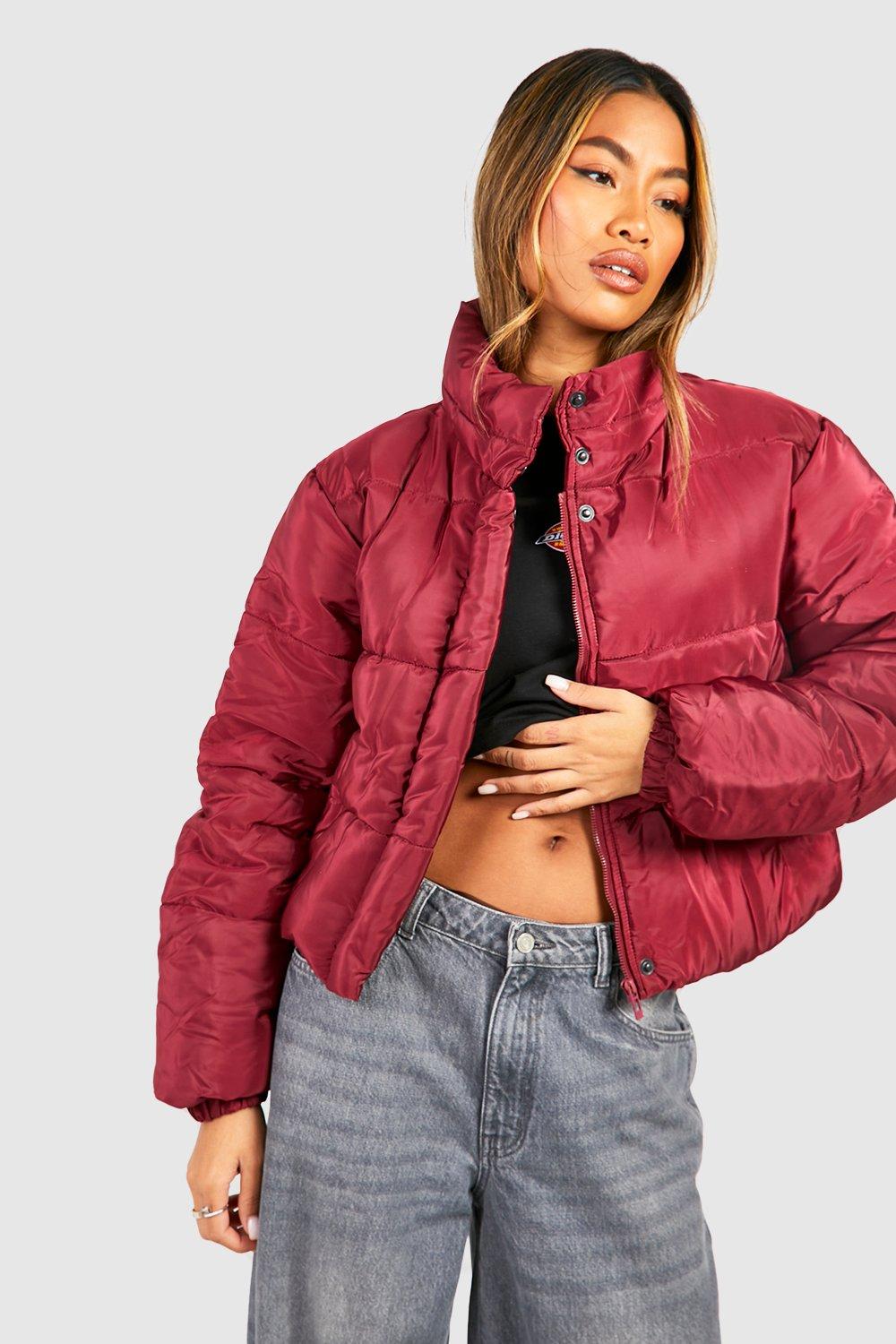 Boohoo red puffer jacket sale