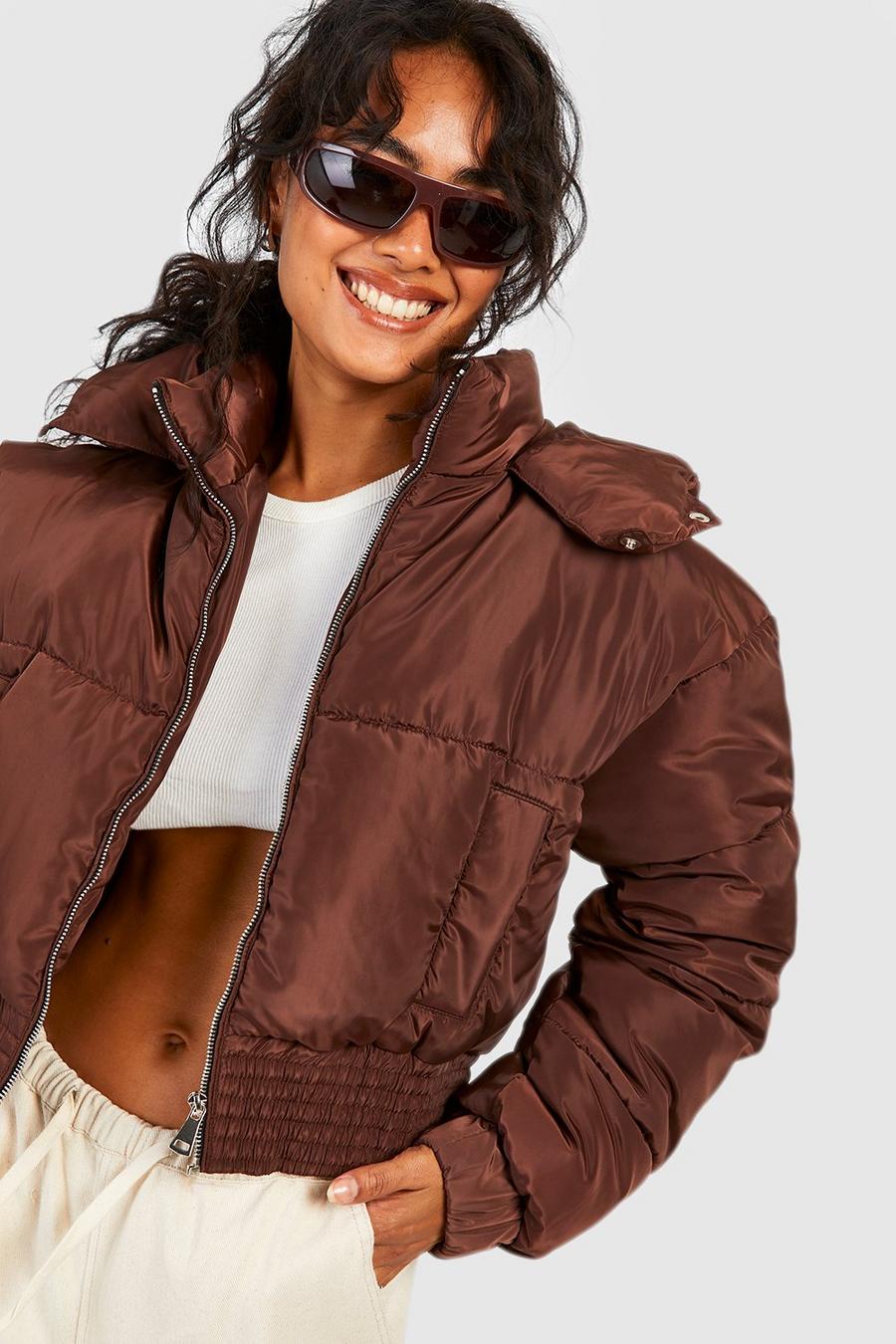 Women's Hooded Hem Detail Puffer Jacket | Boohoo UK