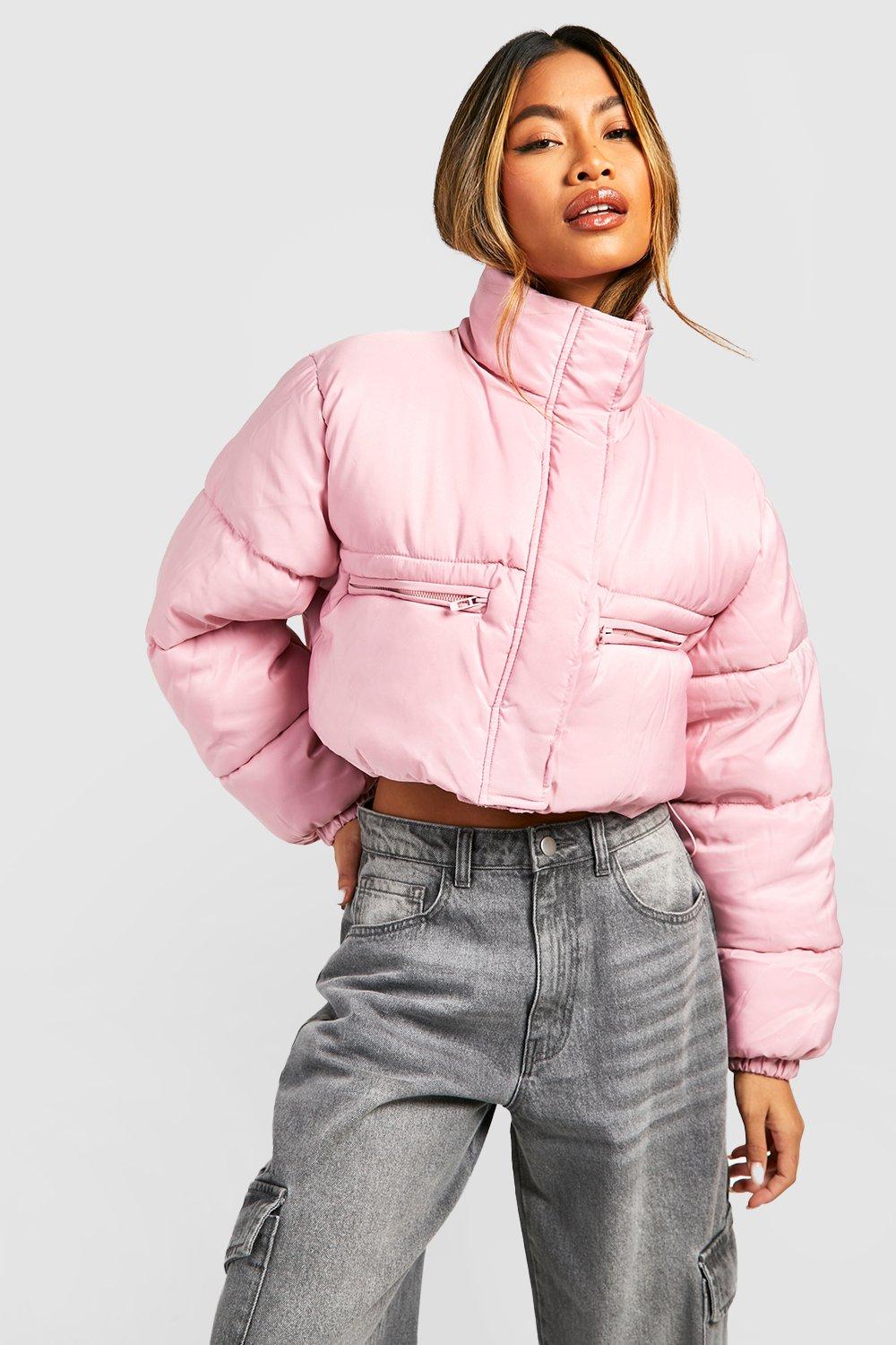 Bershka pink puffer store jacket