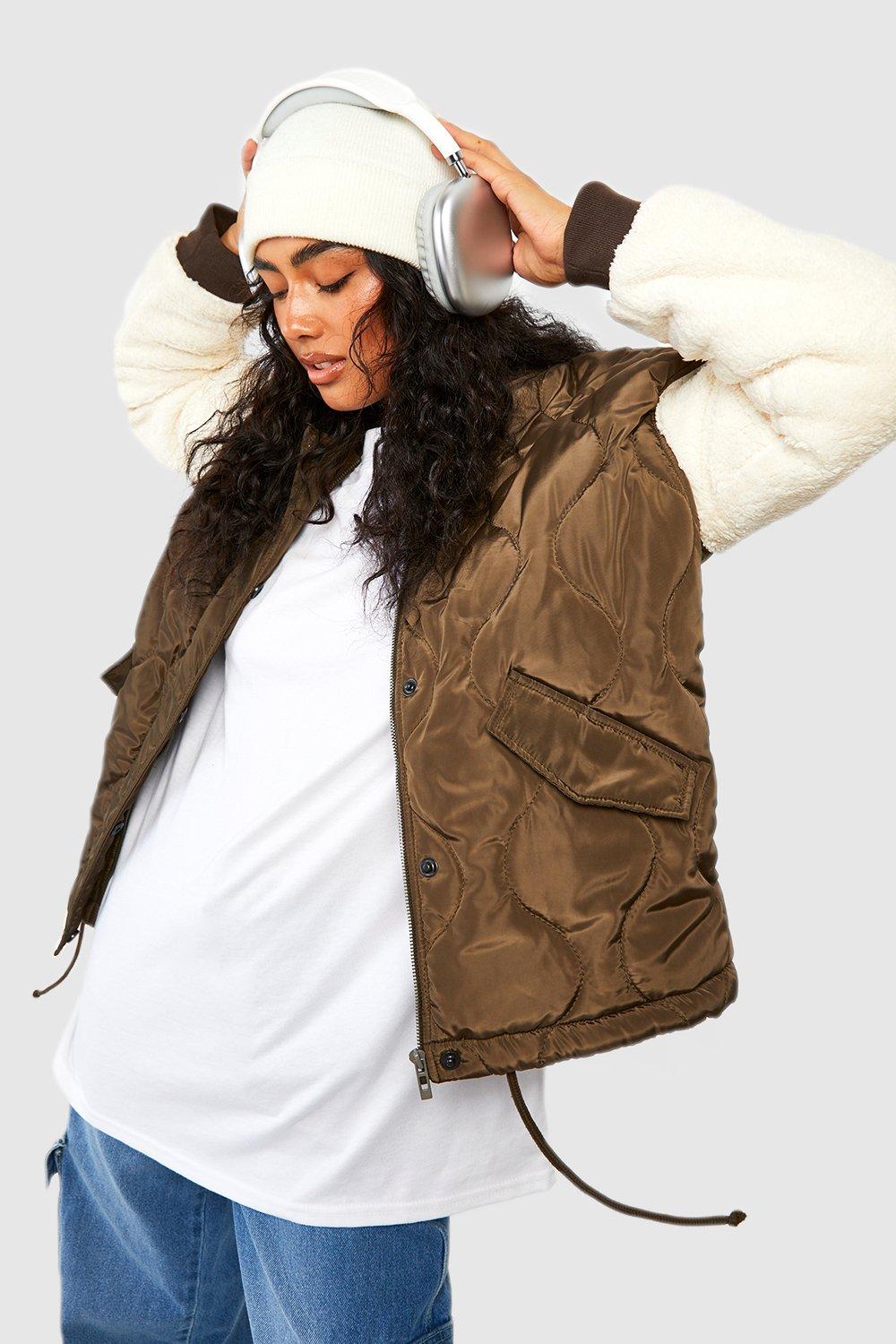 Boohoo quilted sale faux fur jacket