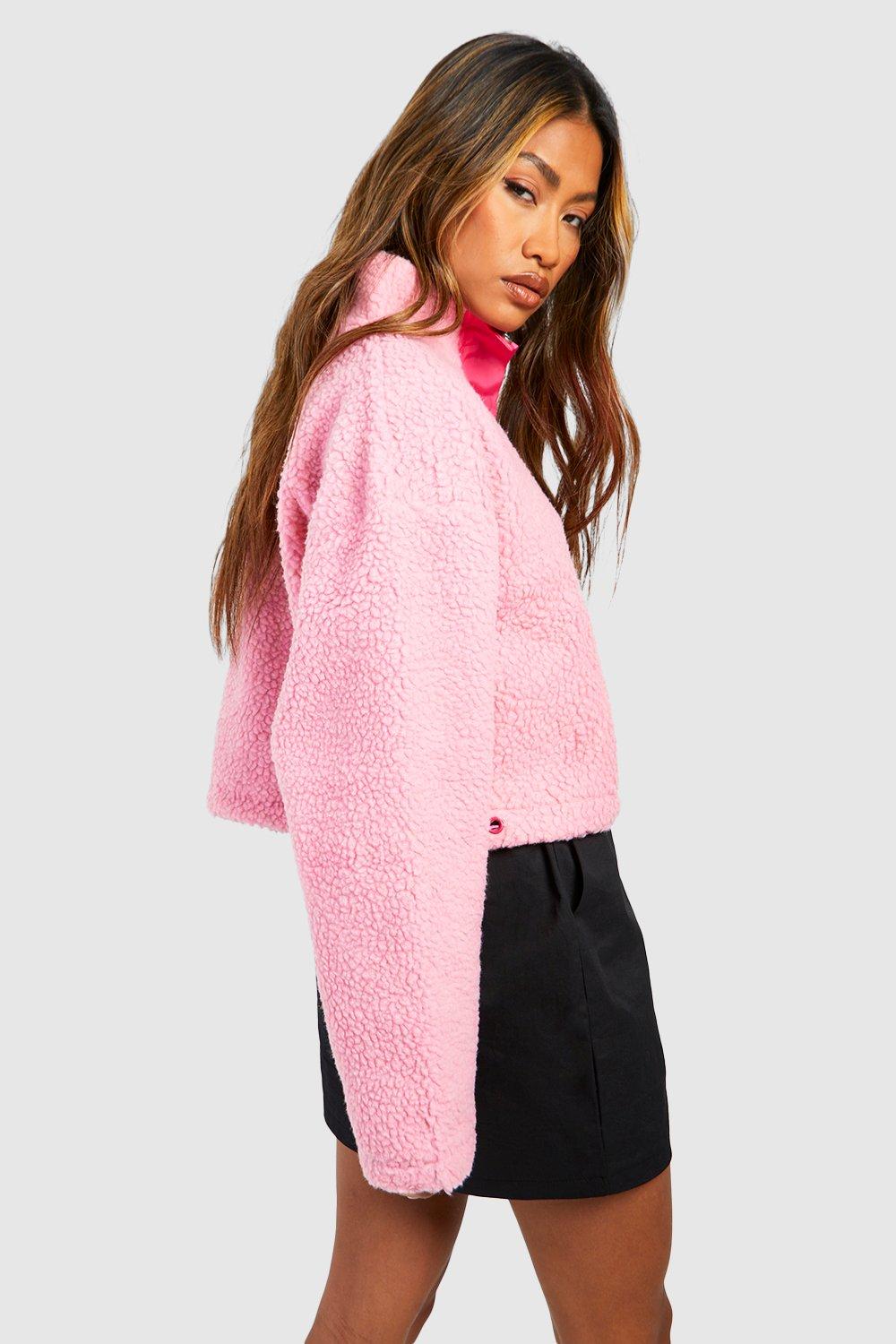 Boohoo pink clearance teddy coat