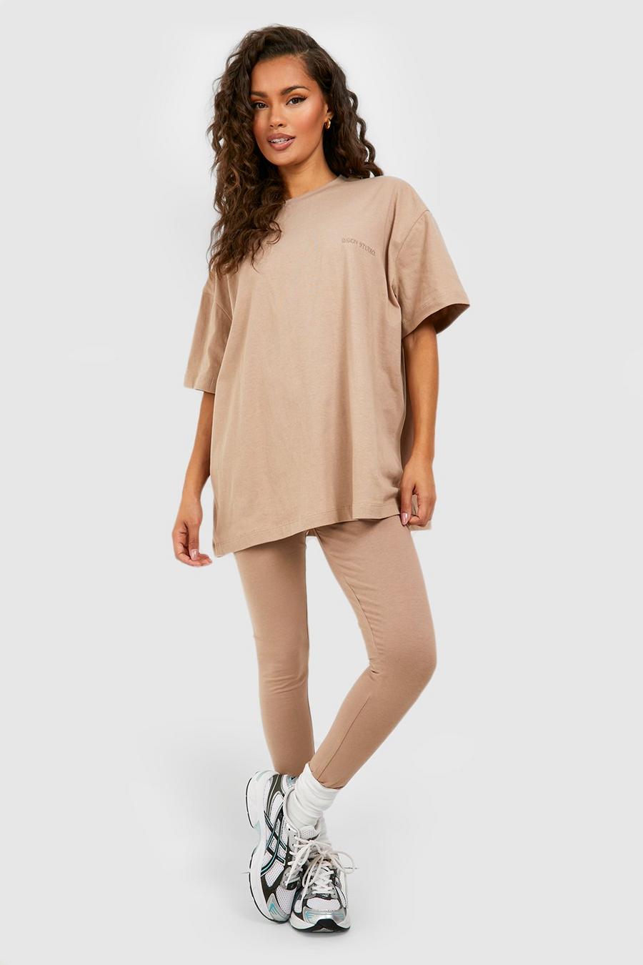 Oversize T-Shirt und Leggings, Taupe image number 1