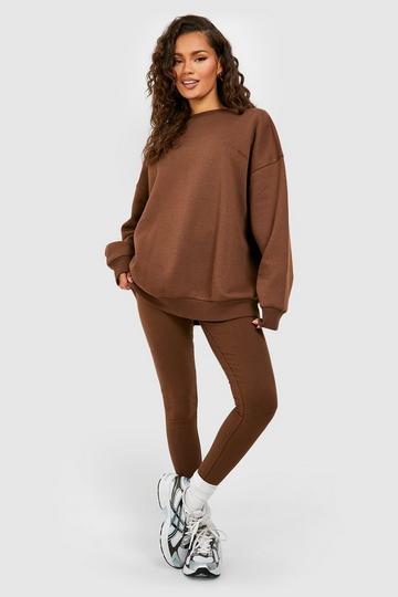 Oversized Sweatshirt And Legging Tracksuit chocolate