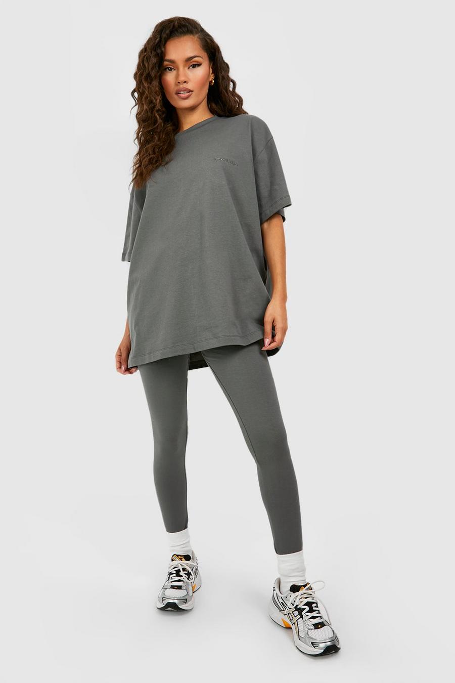 Charcoal Dsgn Studio Oversized T-shirt And Legging Set image number 1