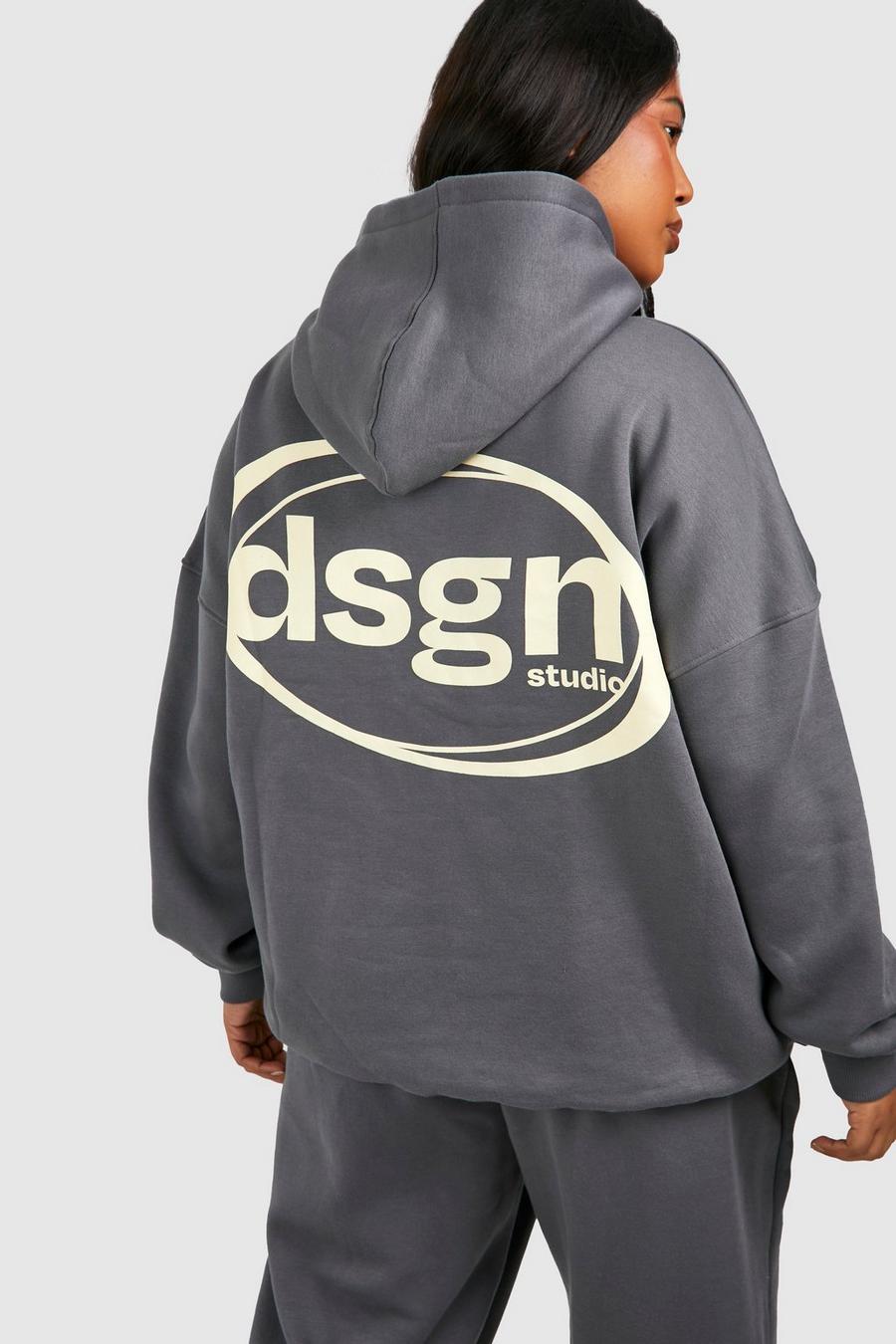Charcoal Plus Dsgn Studio Oversize hoodie med tryck på ryggen image number 1