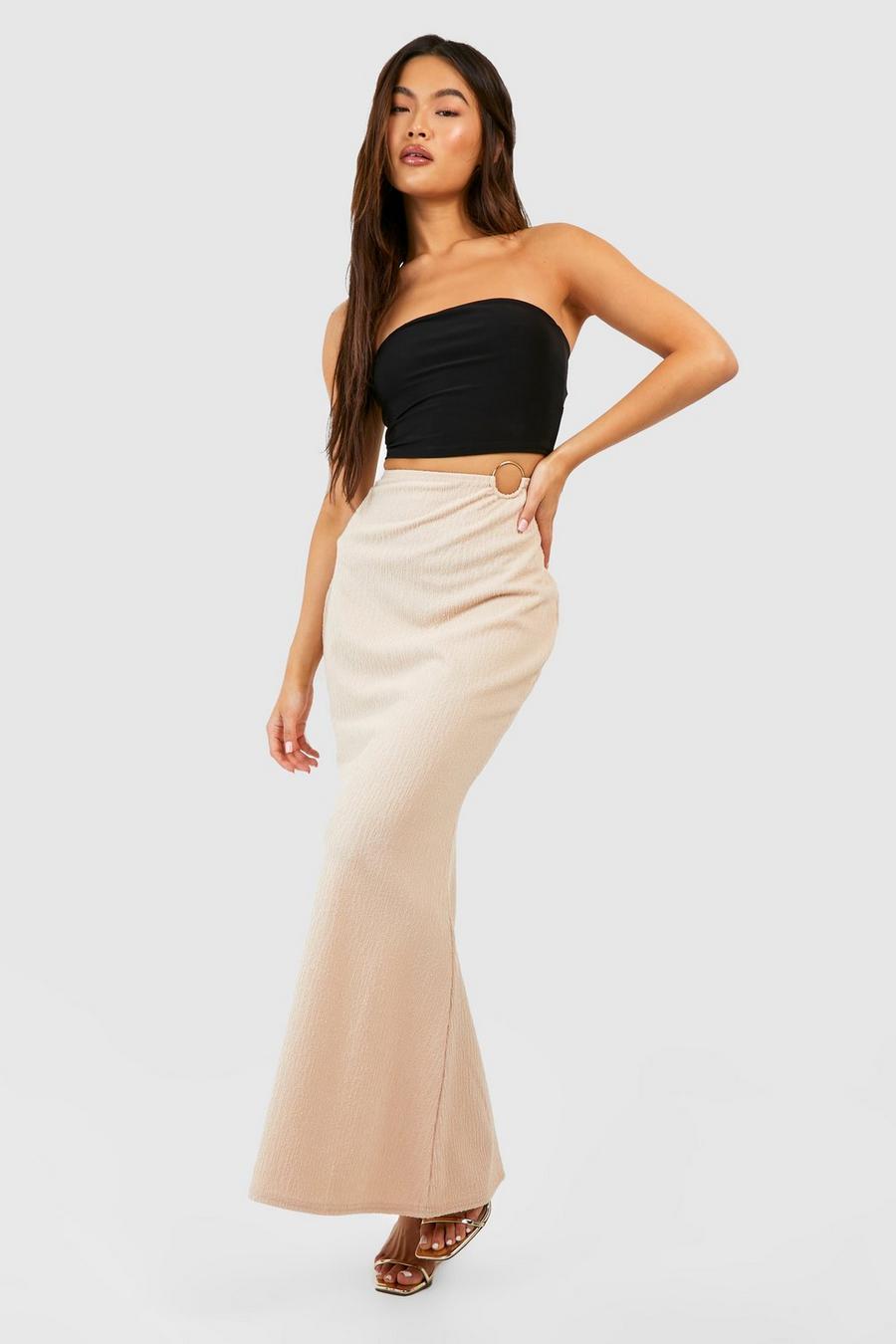 Stone Textured Ring Detail Maxi Skirt image number 1