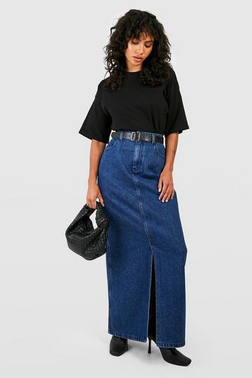 Indigo Wash Denim Maxi Skirt indigo