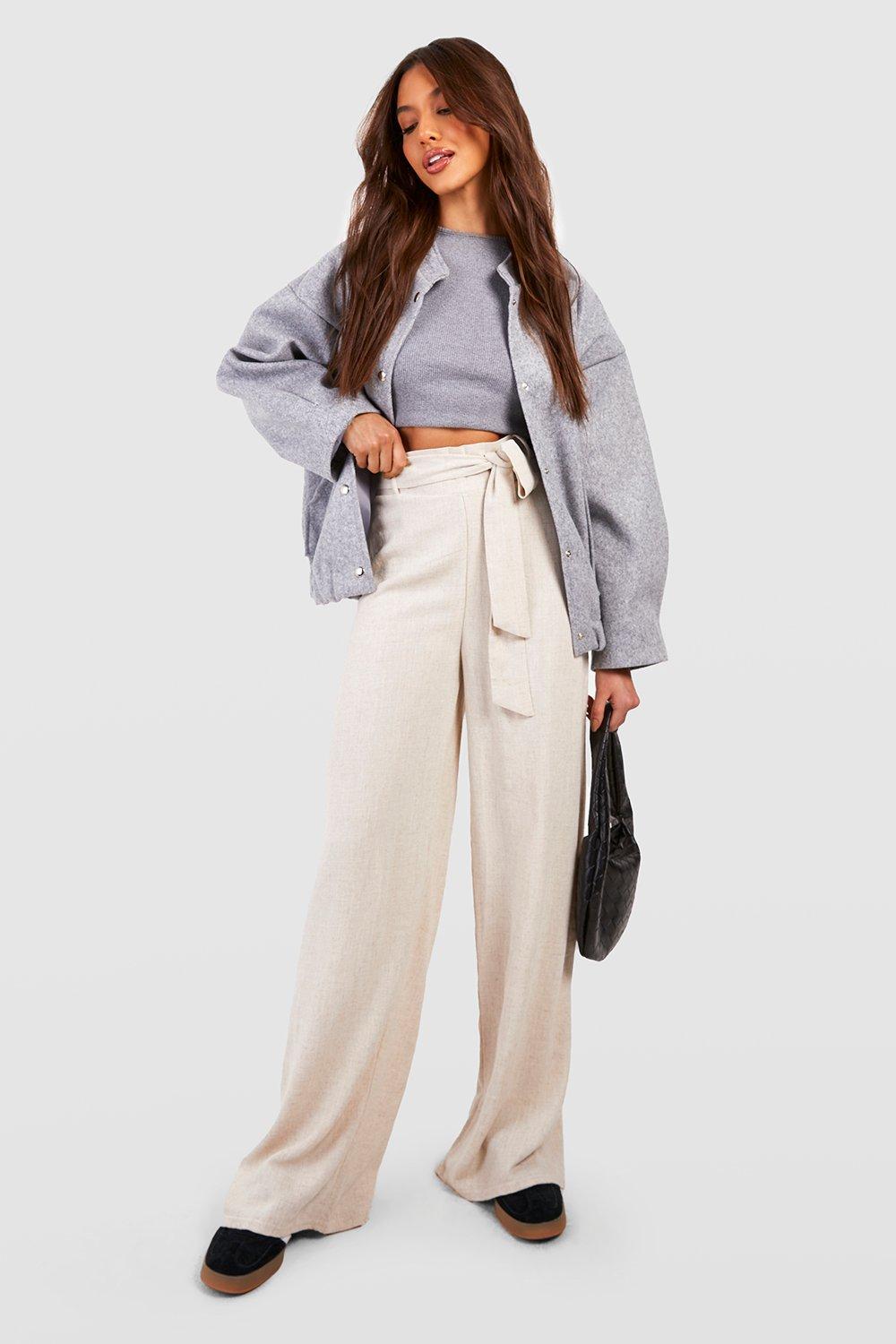 YWDJ Wide Leg Pants for Women Dressy Casual High Waist High Rise Wide Leg  Trendy Casual with Belted Long Pant Solid Color High-waist Loose Pants for