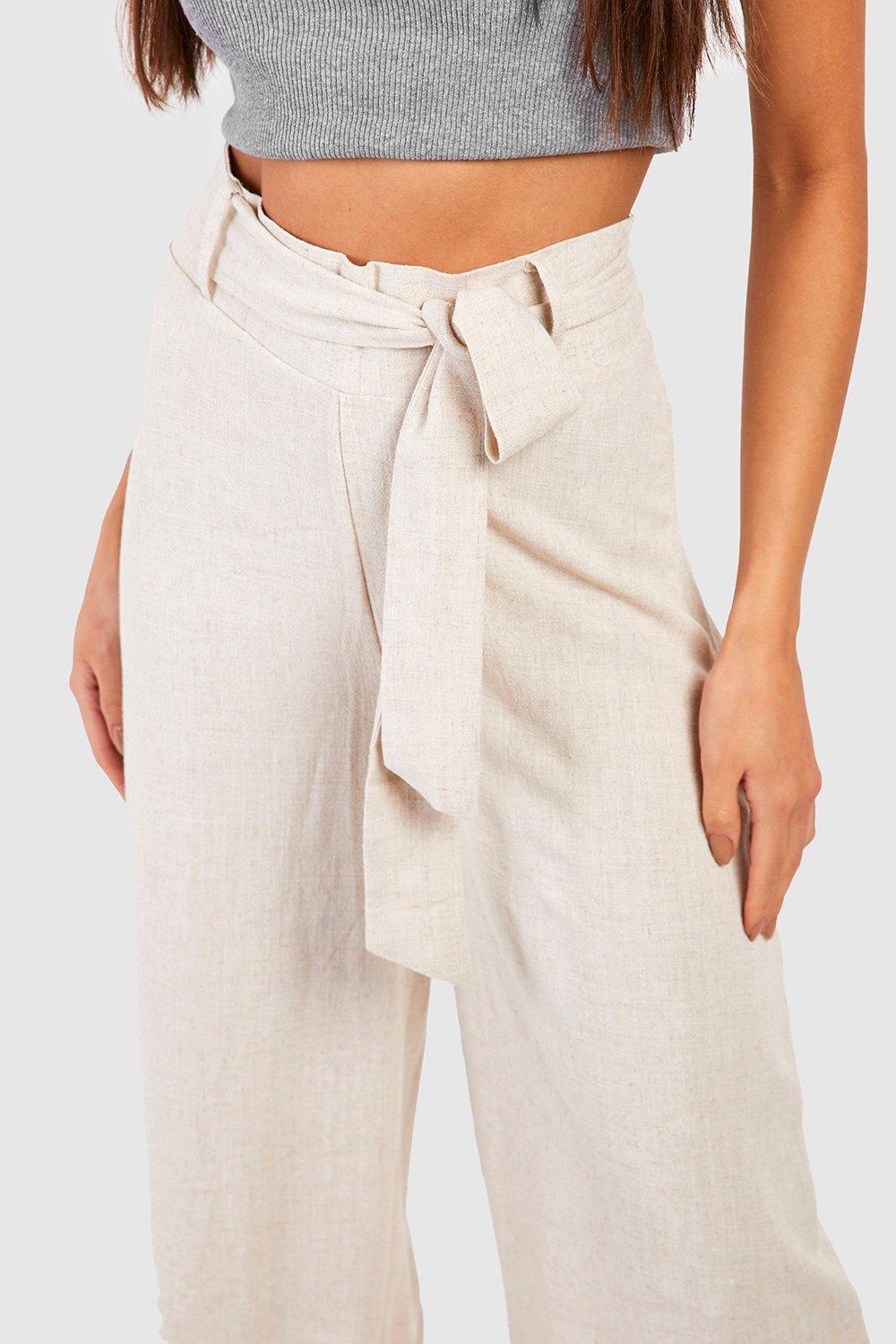 High Rise Linen Blend Pants