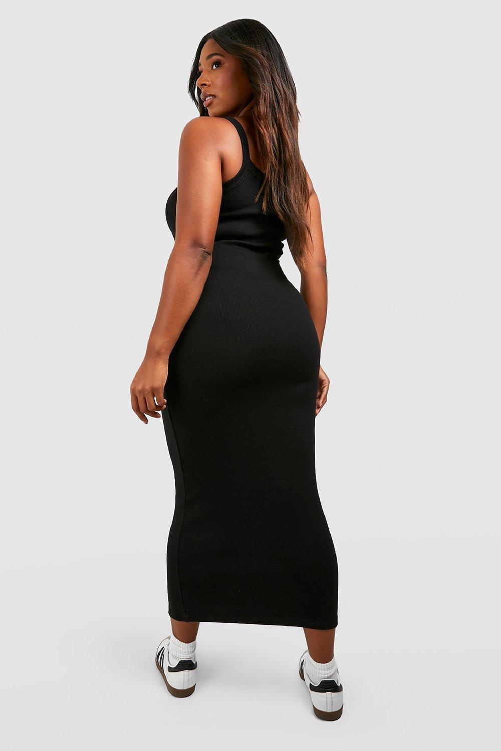 Plus size store black tank dress