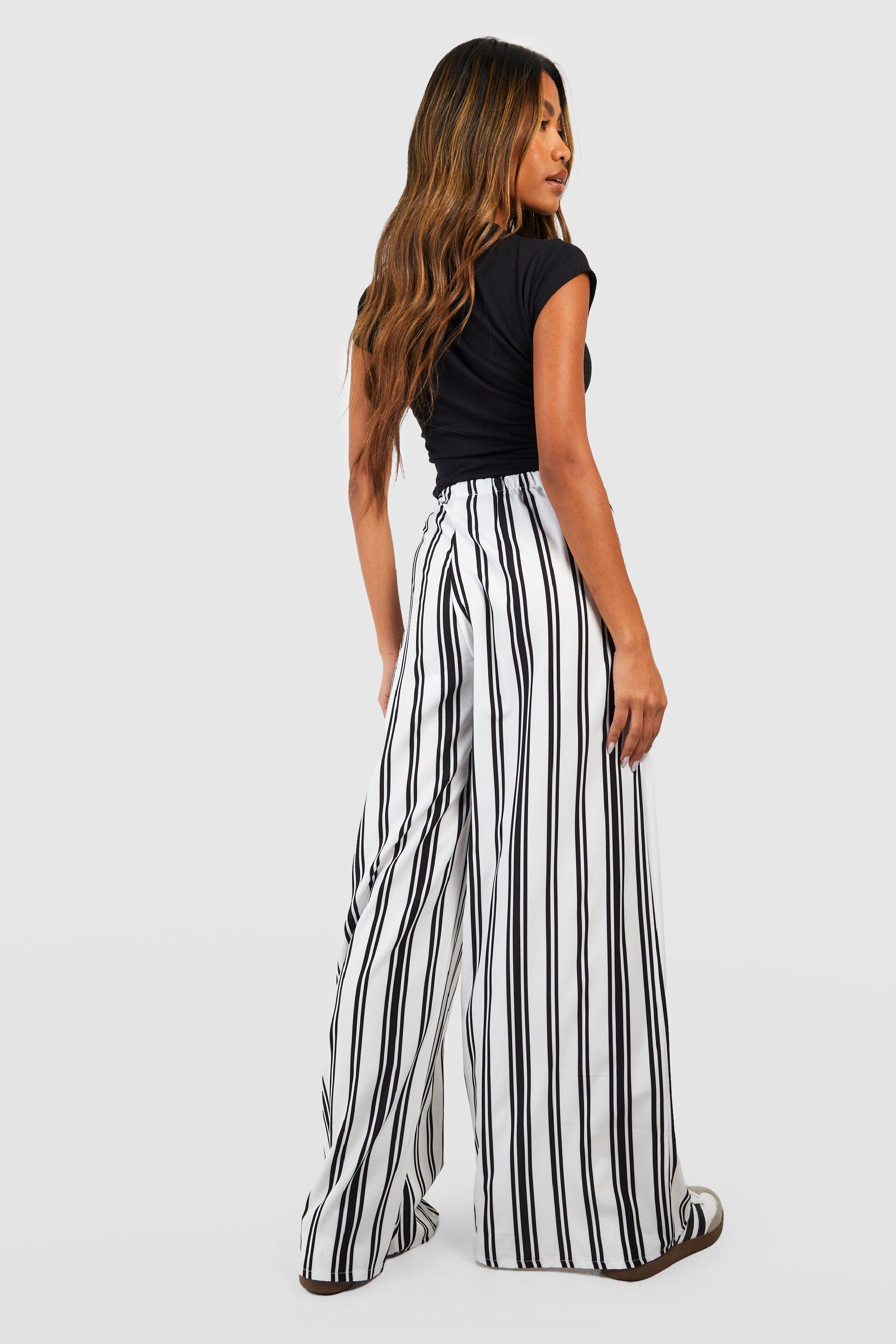 Horizontal Striped Wide Leg Pants for Women