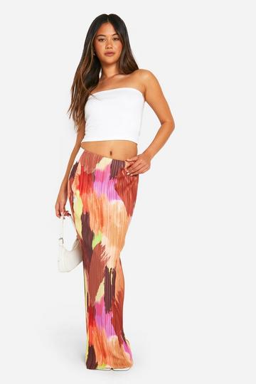 Abstract Plisse Maxi Skirt multi