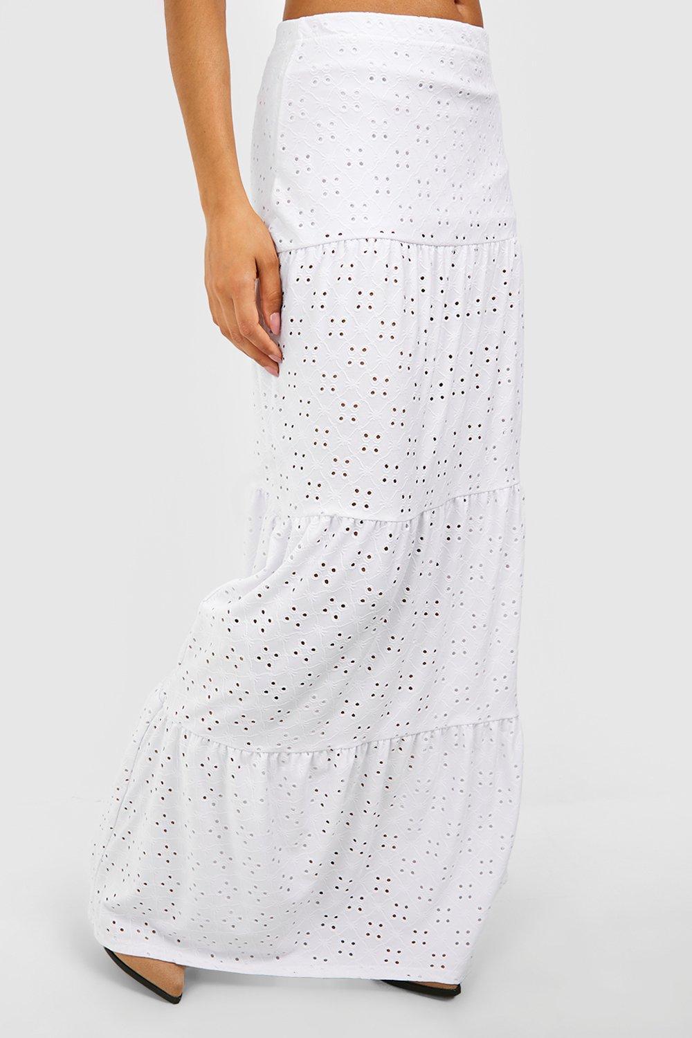 Boohoo white maxi outlet skirt