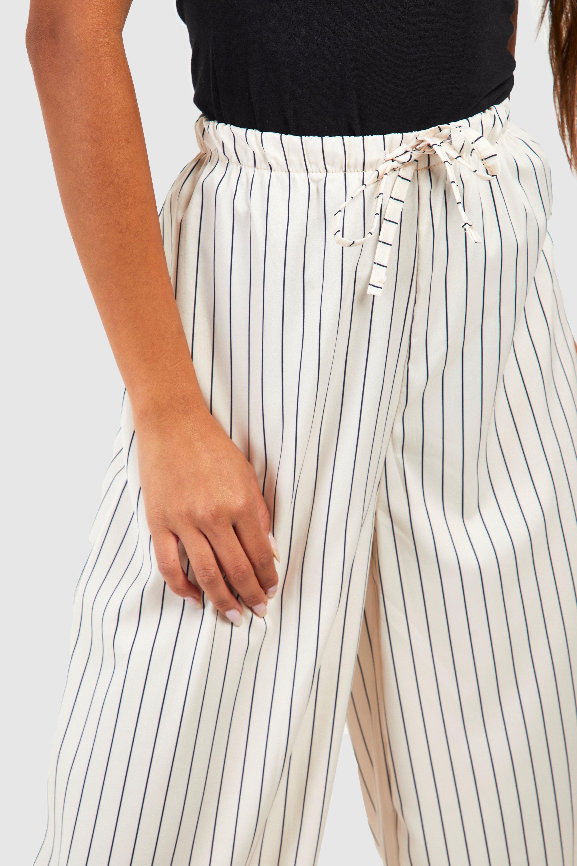 Cream cheap striped trousers