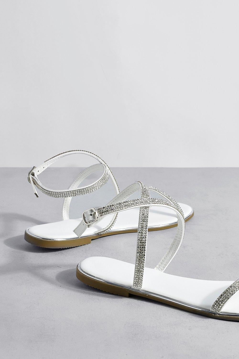 Diamante flat sandals hot sale