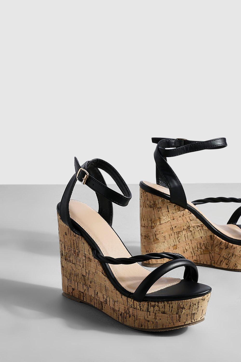 Boohoo black wedges hot sale