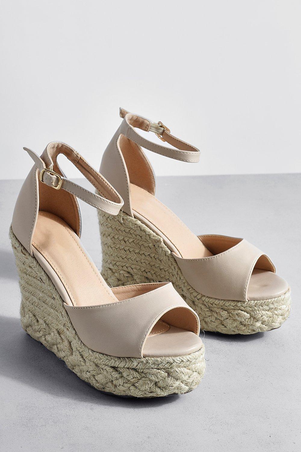 Wide Fit Peep Toe Wedges boohoo