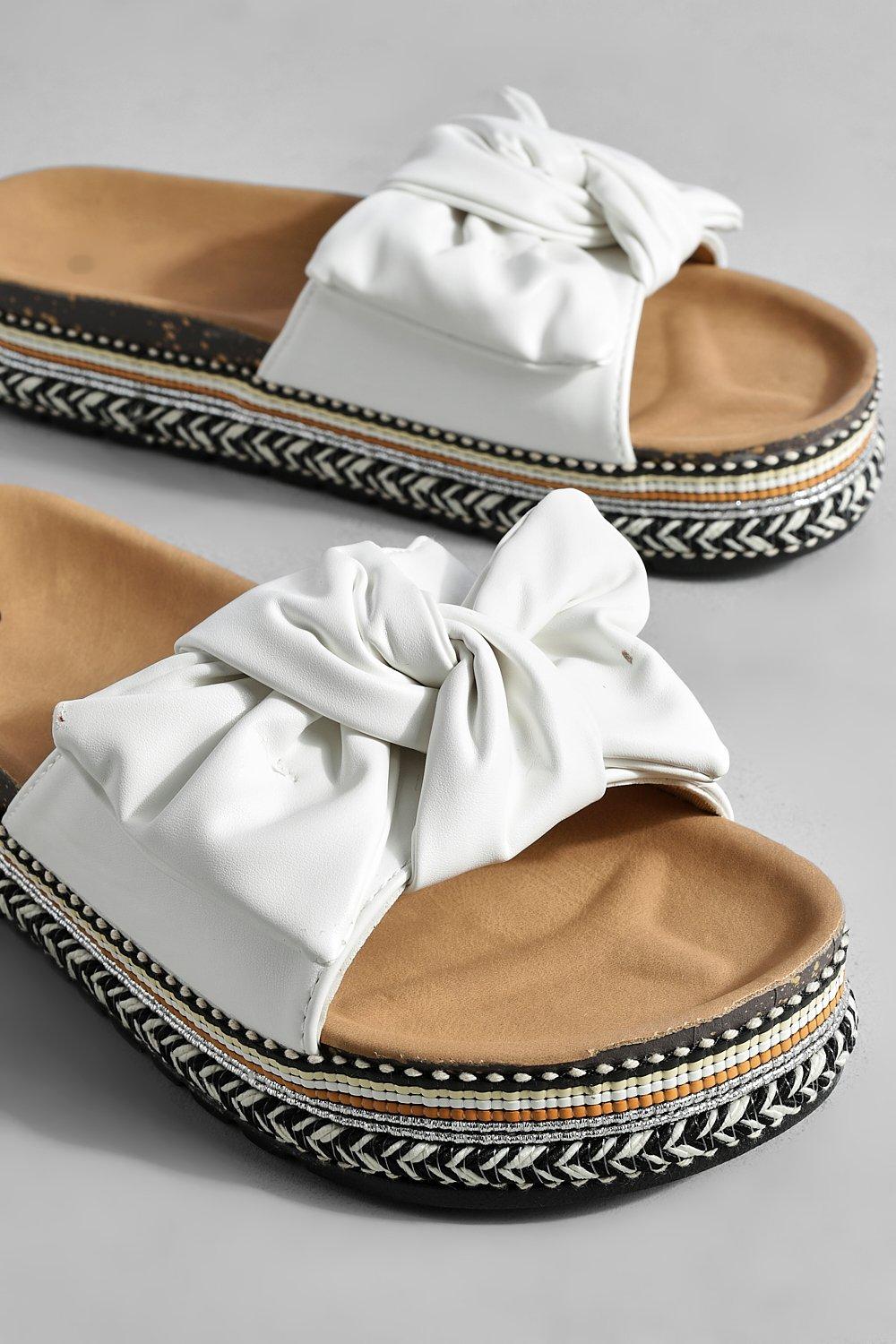 Bow Detail Embellished Sole Flatform Sandals boohoo IE