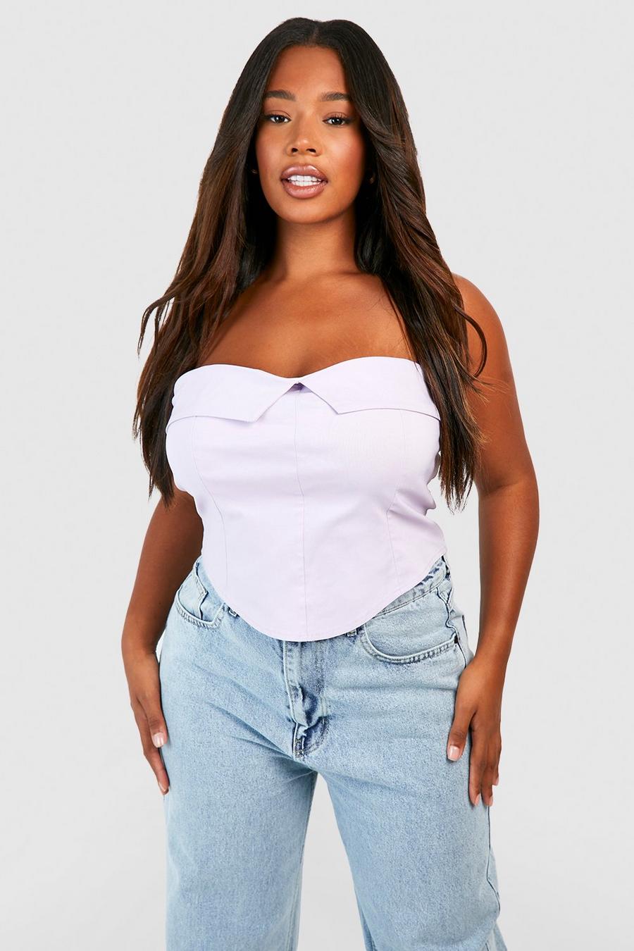 Lilac Plus Foldover Corset Top  image number 1