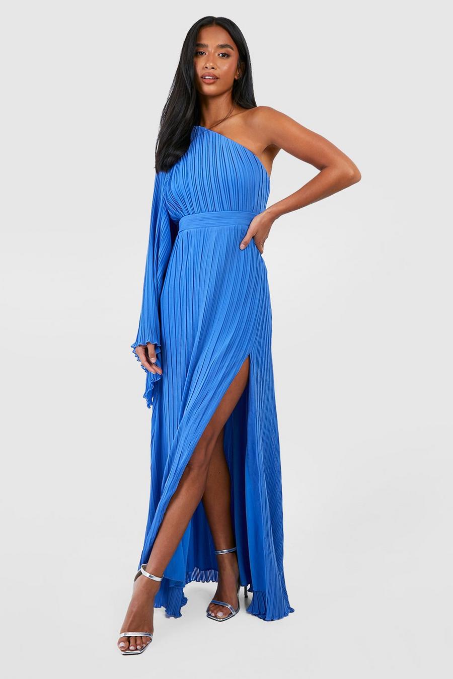 Cobalt blå Petite Extreme Sleeve Asymmetric Maxi Dress