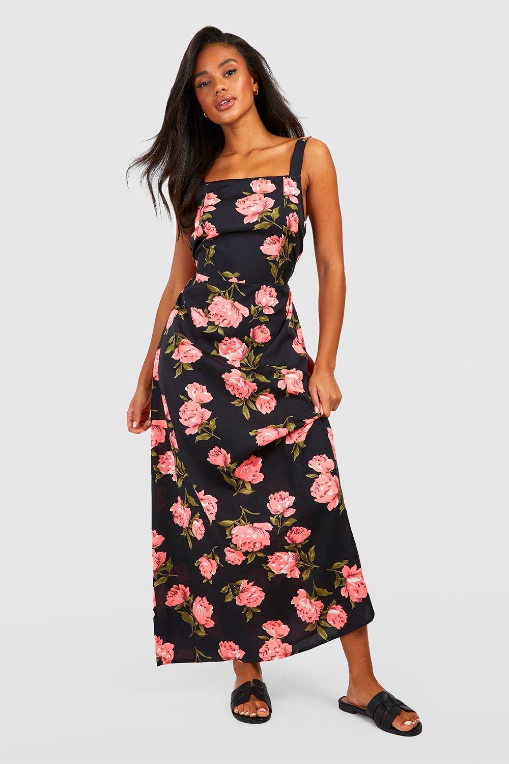 Floral strappy sales maxi dress