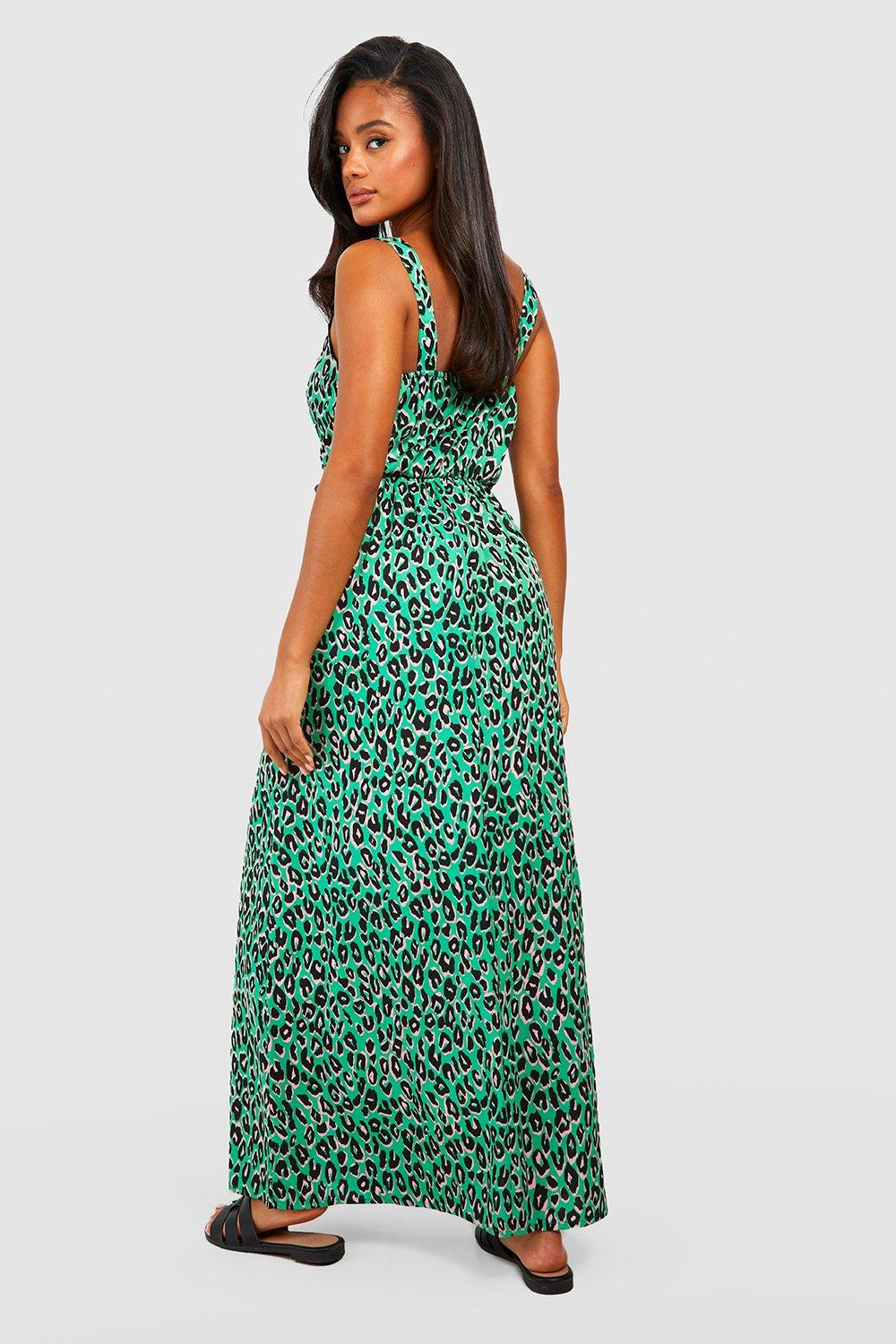 Leopard Print Strappy Maxi Dress boohoo